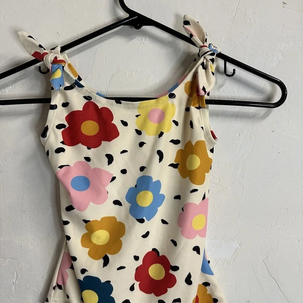 Hanna Anderson Girls 6-7 One Piece Floral Swimsuit Bows Beach Summer